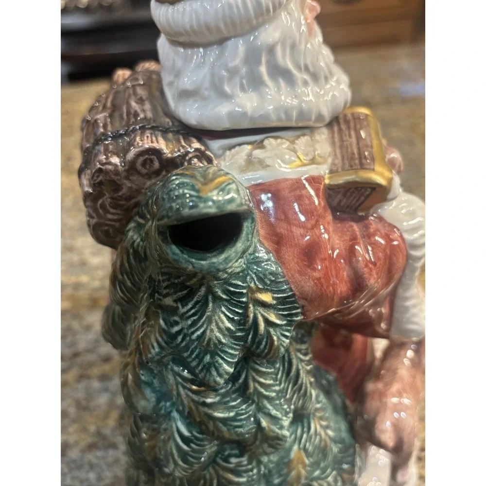 VTG Fitz and Floyd King Wenceslas Santa‎ Christmas Teapot Pitcher Omnibus 1995